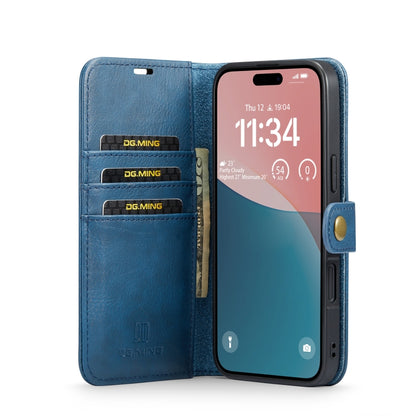 For iPhone 16 DG.MING Crazy Horse Texture Detachable Magnetic Leather Phone Case(Blue) - iPhone 16 Cases by DG.MING | Online Shopping South Africa | PMC Jewellery | Buy Now Pay Later Mobicred