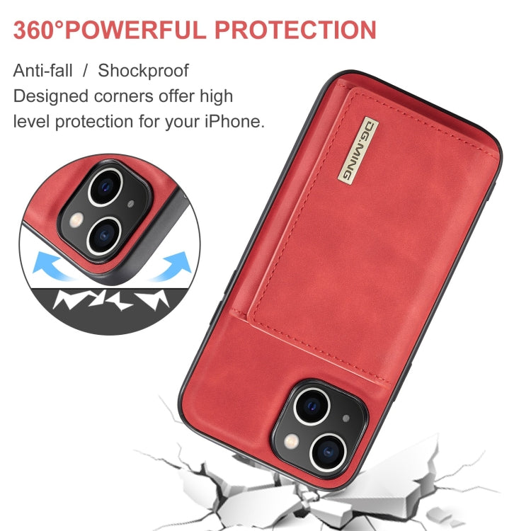 For iPhone 15 DG.MING M1 Series 3-Fold Multi Card Wallet Leather Phone Case(Red) - iPhone 15 Cases by DG.MING | Online Shopping South Africa | PMC Jewellery | Buy Now Pay Later Mobicred