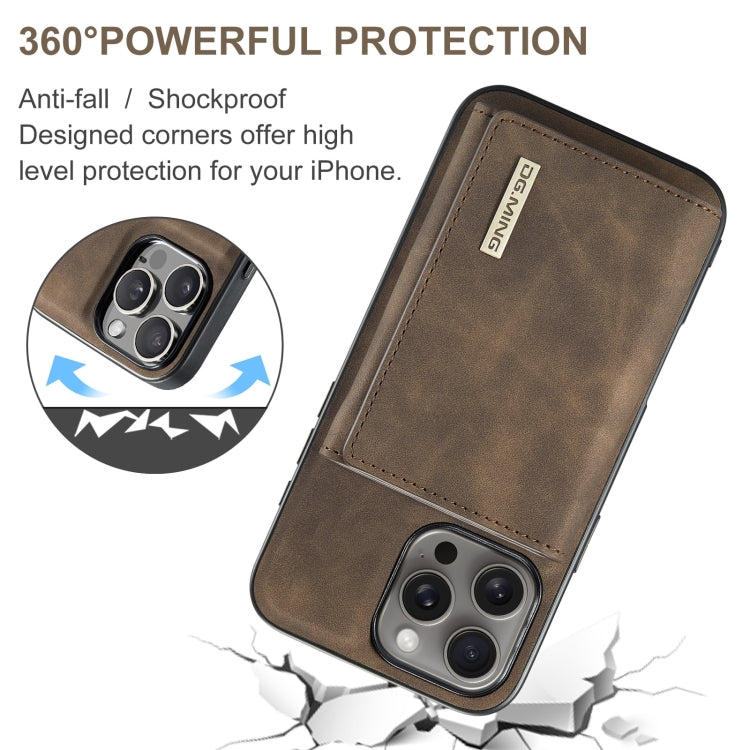 For iPhone 16 Pro Max DG.MING M1 Series 3-Fold Multi Card Wallet Leather Phone Case(Coffee) - iPhone 16 Pro Max Cases by DG.MING | Online Shopping South Africa | PMC Jewellery | Buy Now Pay Later Mobicred