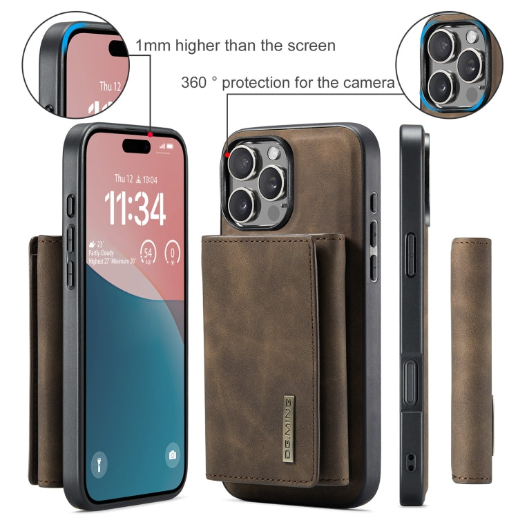 For iPhone 16 Pro Max DG.MING M1 Series 3-Fold Multi Card Wallet Leather Phone Case(Coffee) - iPhone 16 Pro Max Cases by DG.MING | Online Shopping South Africa | PMC Jewellery | Buy Now Pay Later Mobicred