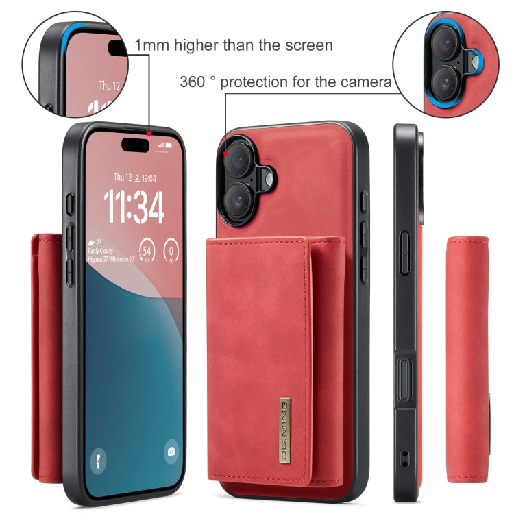 For iPhone 16 Plus DG.MING M1 Series 3-Fold Multi Card Wallet Leather Phone Case(Red) - iPhone 16 Plus Cases by DG.MING | Online Shopping South Africa | PMC Jewellery | Buy Now Pay Later Mobicred