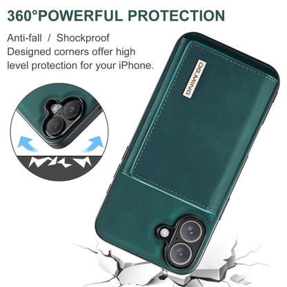 For iPhone 16 Plus DG.MING M1 Series 3-Fold Multi Card Wallet Leather Phone Case(Green) - iPhone 16 Plus Cases by DG.MING | Online Shopping South Africa | PMC Jewellery | Buy Now Pay Later Mobicred