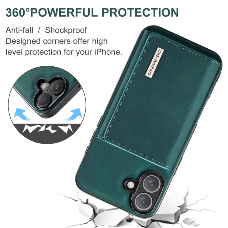 For iPhone 16 DG.MING M1 Series 3-Fold Multi Card Wallet Leather Phone Case(Green) - iPhone 16 Cases by DG.MING | Online Shopping South Africa | PMC Jewellery | Buy Now Pay Later Mobicred