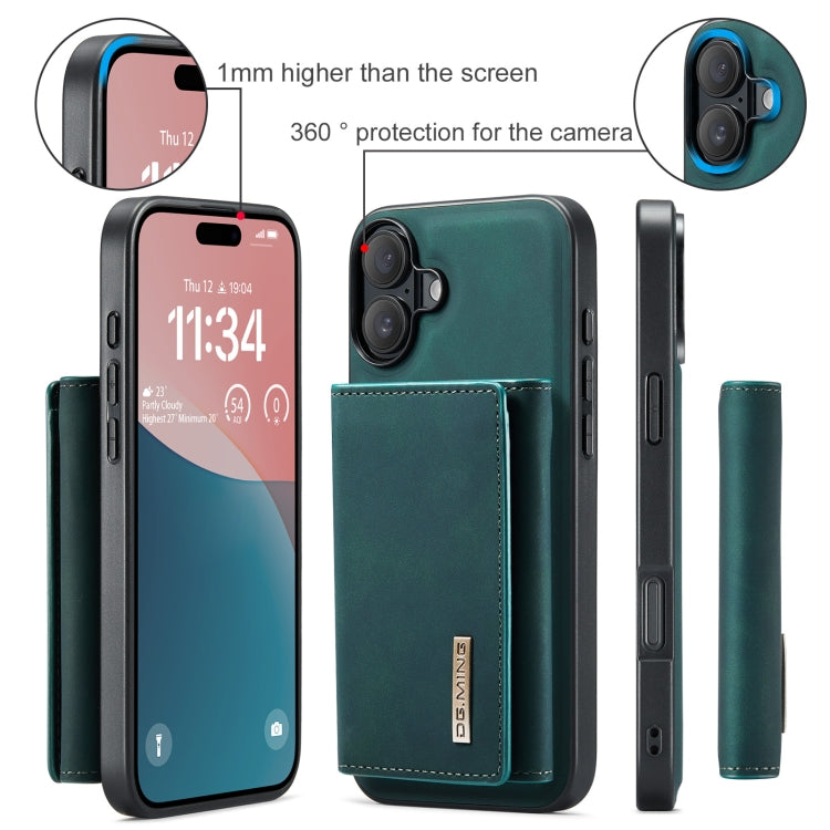 For iPhone 16 DG.MING M1 Series 3-Fold Multi Card Wallet Leather Phone Case(Green) - iPhone 16 Cases by DG.MING | Online Shopping South Africa | PMC Jewellery | Buy Now Pay Later Mobicred