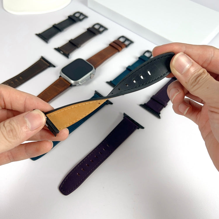 For Apple Watch Ultra 2 49mm Retro Texture Leather Watch Band(Blue) - Watch Bands by PMC TechLife | Online Shopping South Africa | PMC TechLife | Buy Now Pay Later Mobicred