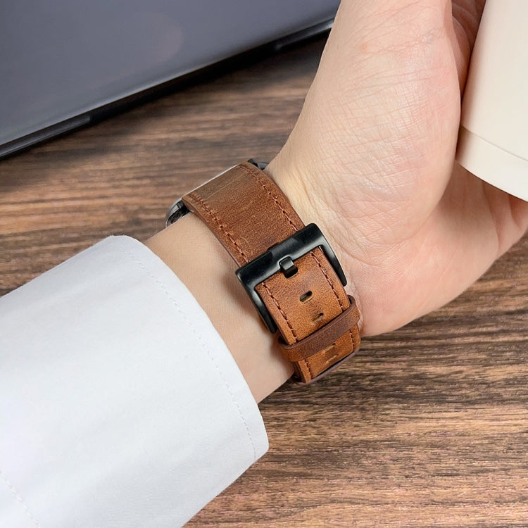 For Apple Watch Ultra 2 49mm Retro Texture Leather Watch Band(Black) - Watch Bands by PMC TechLife | Online Shopping South Africa | PMC TechLife | Buy Now Pay Later Mobicred