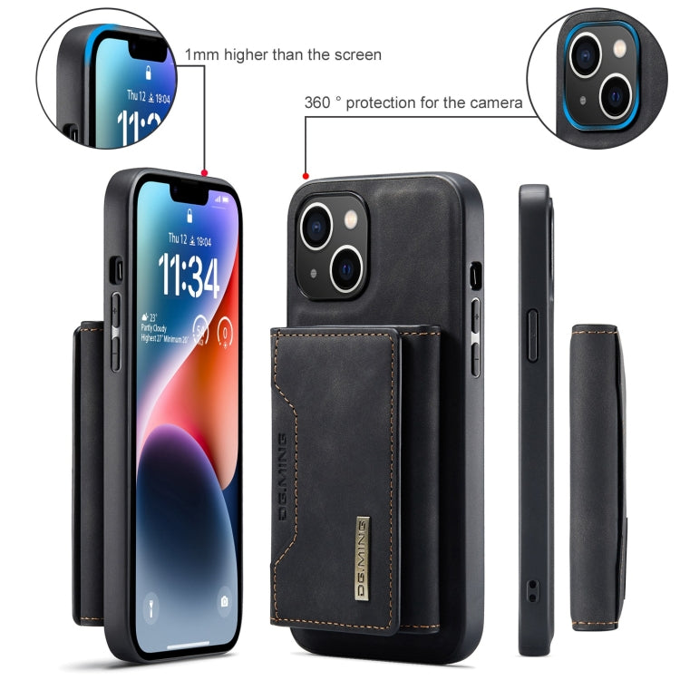 For iPhone 15 Plus DG.MING M2 Series 3-Fold Card Bag Wallet Leather Phone Case(Black) - iPhone 15 Plus Cases by DG.MING | Online Shopping South Africa | PMC Jewellery | Buy Now Pay Later Mobicred