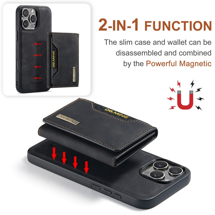 For iPhone 16 Pro Max DG.MING M2 Series 3-Fold Card Bag Wallet Leather Phone Case(Black) - iPhone 16 Pro Max Cases by DG.MING | Online Shopping South Africa | PMC Jewellery | Buy Now Pay Later Mobicred