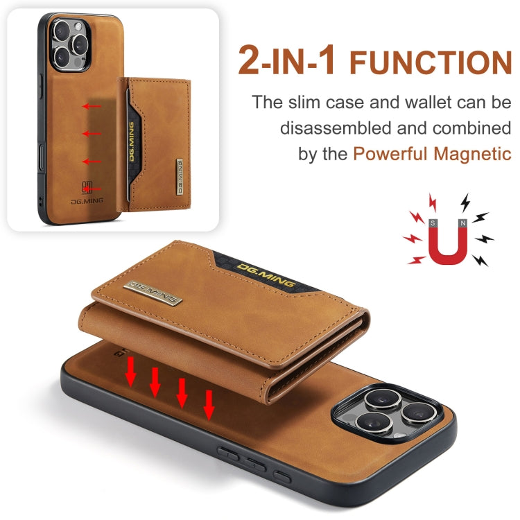 For iPhone 16 Pro Max DG.MING M2 Series 3-Fold Card Bag Wallet Leather Phone Case(Brown) - iPhone 16 Pro Max Cases by DG.MING | Online Shopping South Africa | PMC Jewellery | Buy Now Pay Later Mobicred