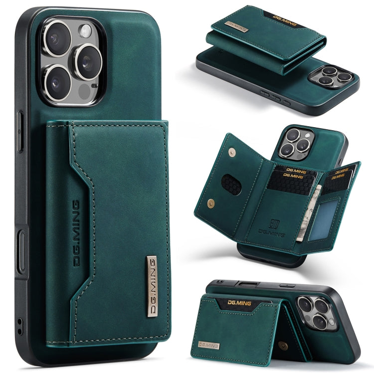 For iPhone 16 Pro DG.MING M2 Series 3-Fold Card Bag Wallet Leather Phone Case(Green) - iPhone 16 Pro Cases by DG.MING | Online Shopping South Africa | PMC Jewellery | Buy Now Pay Later Mobicred