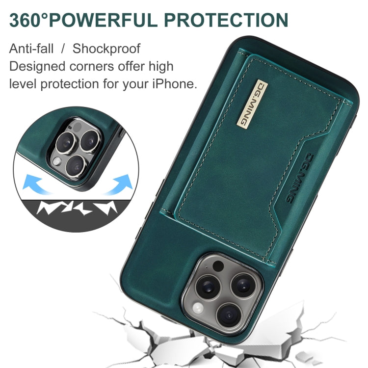 For iPhone 16 Pro DG.MING M2 Series 3-Fold Card Bag Wallet Leather Phone Case(Green) - iPhone 16 Pro Cases by DG.MING | Online Shopping South Africa | PMC Jewellery | Buy Now Pay Later Mobicred