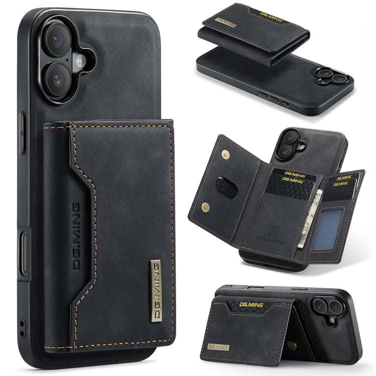 For iPhone 16 Plus DG.MING M2 Series 3-Fold Card Bag Wallet Leather Phone Case(Black) - iPhone 16 Plus Cases by DG.MING | Online Shopping South Africa | PMC Jewellery | Buy Now Pay Later Mobicred