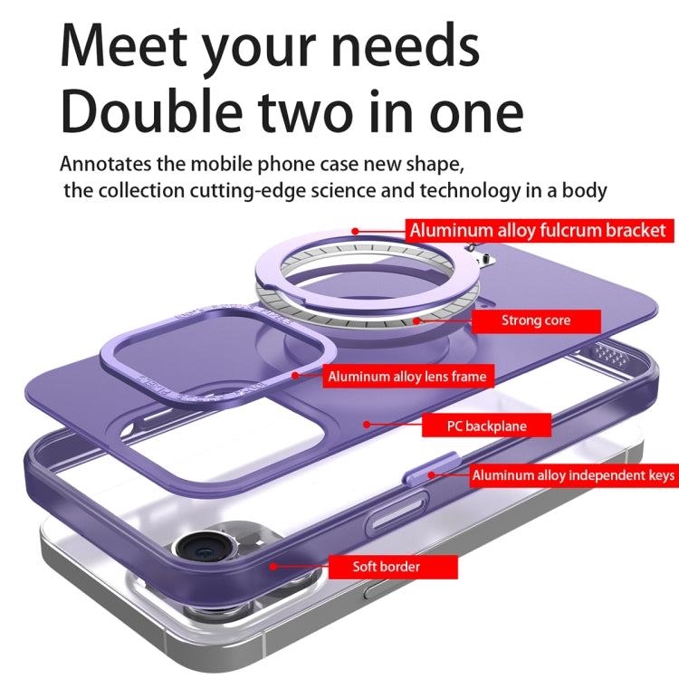 For iPhone 13 Pro MagSafe Metal Holder Frosted Translucent Phone Case(Black) - iPhone 13 Pro Cases by PMC TechLife | Online Shopping South Africa | PMC TechLife
