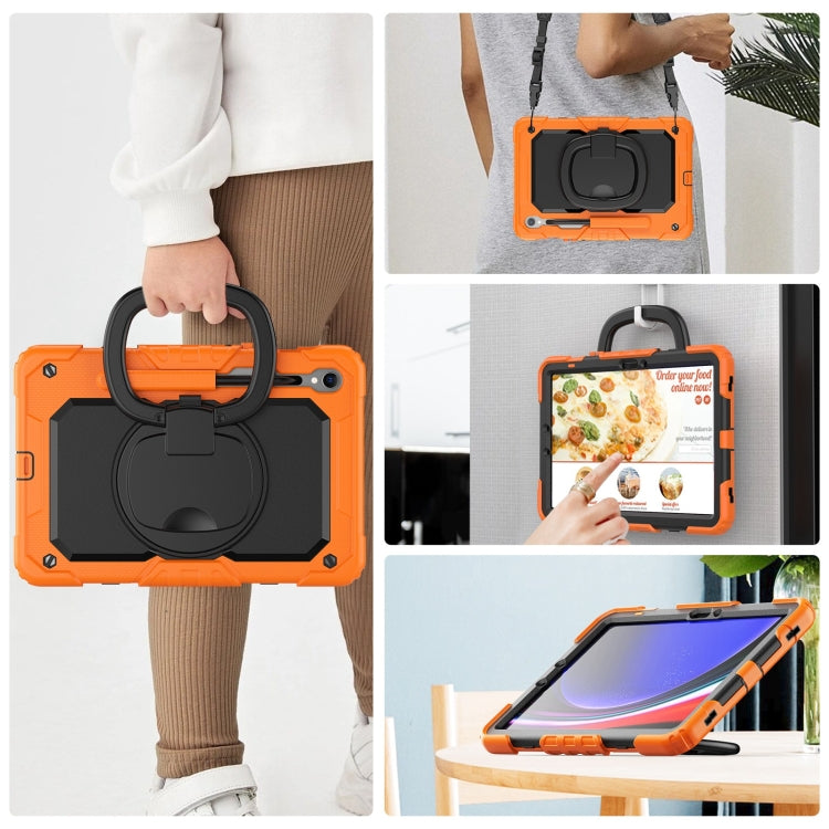 For Samsung Galaxy Tab S9 D Type Silicone Hybrid PC Tablet Case with Handle Holder(Orange) - Galaxy Tab S9 Cases by PMC Jewellery | Online Shopping South Africa | PMC Jewellery | Buy Now Pay Later Mobicred