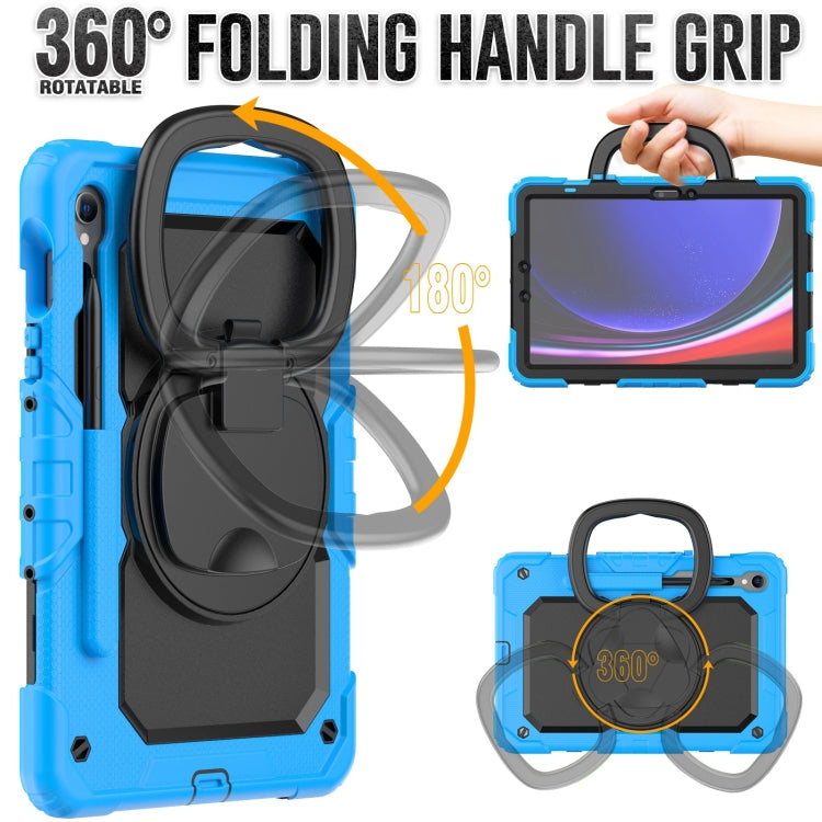 For Samsung Galaxy Tab S9 D Type Silicone Hybrid PC Tablet Case with Handle Holder(Light Blue) - free shipping - PMC Jewellery - Order now!