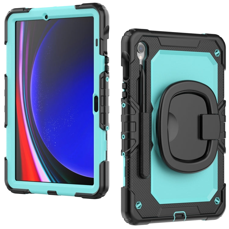 For Samsung Galaxy Tab S9 D Type Silicone Hybrid PC Tablet Case with Handle Holder(Light Blue PC) - Galaxy Tab S9 Cases by PMC Jewellery | Online Shopping South Africa | PMC Jewellery | Buy Now Pay Later Mobicred