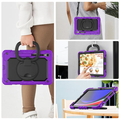 For Samsung Galaxy Tab S9 D Type Silicone Hybrid PC Tablet Case with Handle Holder(Purple) - Galaxy Tab S9 Cases by PMC Jewellery | Online Shopping South Africa | PMC Jewellery | Buy Now Pay Later Mobicred