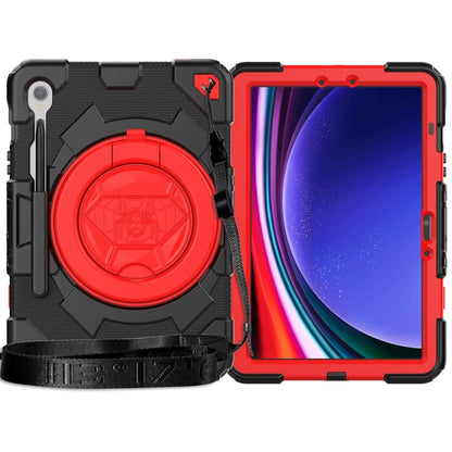 For Samsung Galaxy Tab S9 Spider Rotation Handle Silicone Hybrid PC Tablet Case(Black Red) - Galaxy Tab S9 Cases by PMC Jewellery | Online Shopping South Africa | PMC Jewellery | Buy Now Pay Later Mobicred