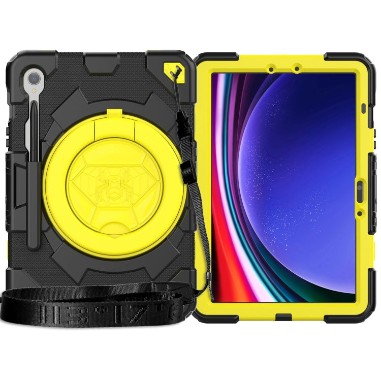 For Samsung Galaxy Tab S9 Spider Rotation Handle Silicone Hybrid PC Tablet Case(Black Yellow) - Galaxy Tab S9 Cases by PMC Jewellery | Online Shopping South Africa | PMC Jewellery | Buy Now Pay Later Mobicred