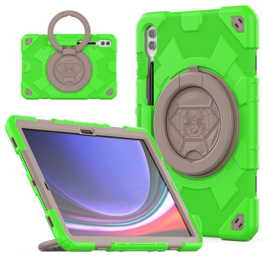 For Samsung Galaxy Tab S9+ / S10+ Spider Rotation Handle Silicone Hybrid PC Tablet Case(Grey Green) - Galaxy Tab S9+ Cases by PMC Jewellery | Online Shopping South Africa | PMC Jewellery | Buy Now Pay Later Mobicred