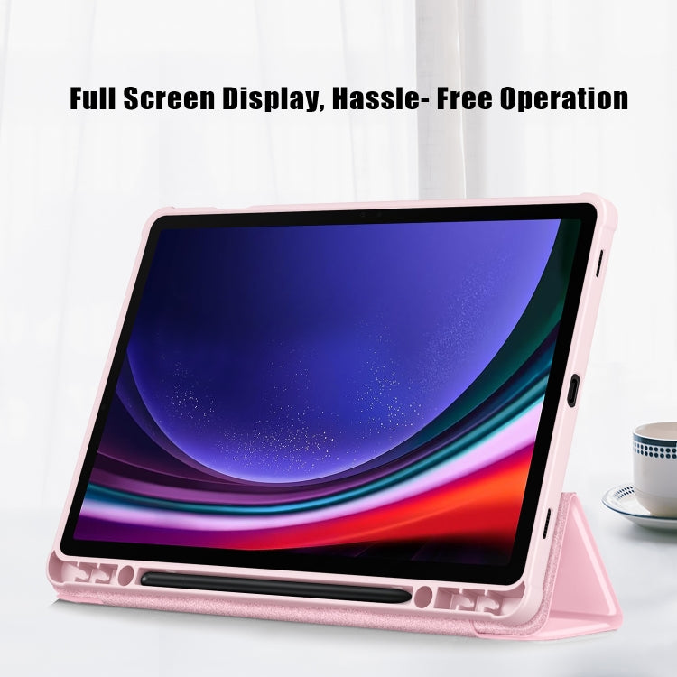 For Samsung Galaxy Tab S9 Acrylic 3-folding Smart Leather Tablet Case(Pink) - Galaxy Tab S9 Cases by PMC Jewellery | Online Shopping South Africa | PMC Jewellery | Buy Now Pay Later Mobicred