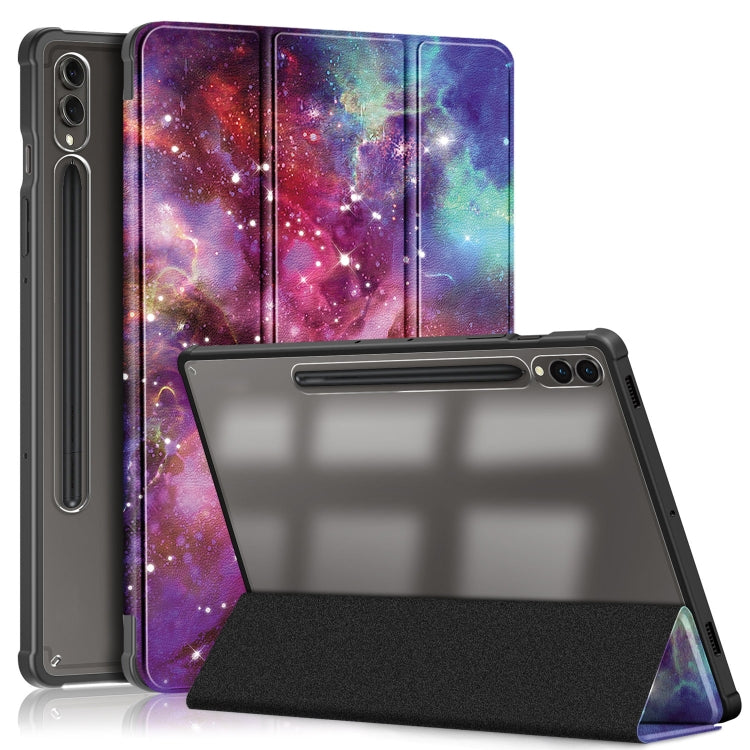 For Samsung Galaxy Tab S9+ Acrylic 3-folding Painted Smart Leather Tablet Case(Milky Way) - free shipping - PMC Jewellery - Order now!