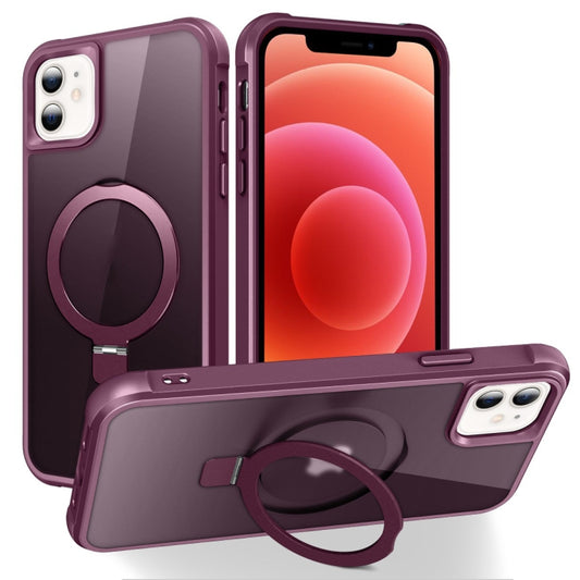 For iPhone 12 / 12 Pro MagSafe Magnetic Holder Phone Case(Wine Red) - iPhone 12 / 12 Pro Cases by PMC Jewellery | Online Shopping South Africa | PMC Jewellery