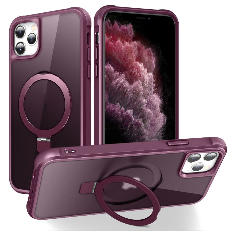 For iPhone 11 Pro Max MagSafe Magnetic Holder Phone Case(Wine Red) - iPhone 11 Pro Max Cases by PMC Jewellery | Online Shopping South Africa | PMC Jewellery