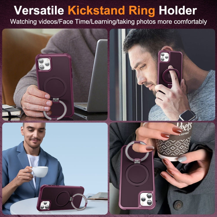 For iPhone 11 Pro Max MagSafe Magnetic Holder Phone Case(Wine Red) - iPhone 11 Pro Max Cases by PMC Jewellery | Online Shopping South Africa | PMC Jewellery