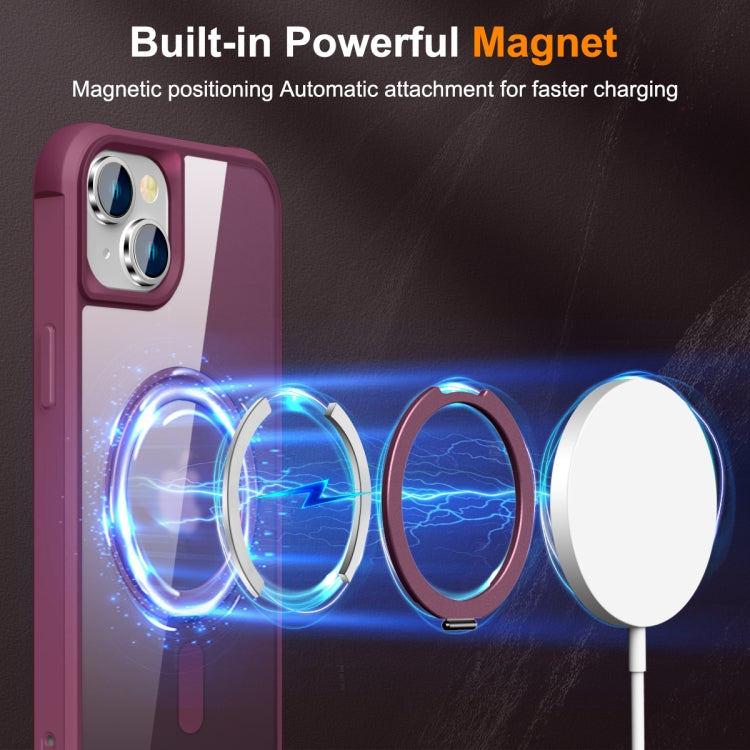 For iPhone 14 Plus MagSafe Magnetic Rotating Holder Phone Case(Wine Red) - iPhone 14 Plus Cases by PMC Jewellery | Online Shopping South Africa | PMC Jewellery