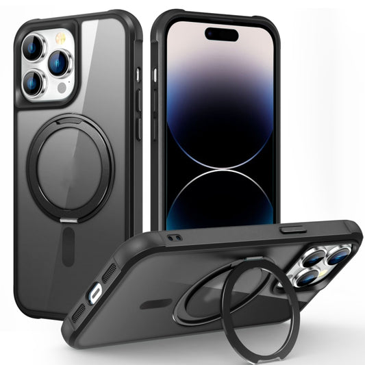 For iPhone 14 Pro MagSafe Magnetic Rotating Holder Phone Case(Black) - iPhone 14 Pro Cases by PMC Jewellery | Online Shopping South Africa | PMC Jewellery