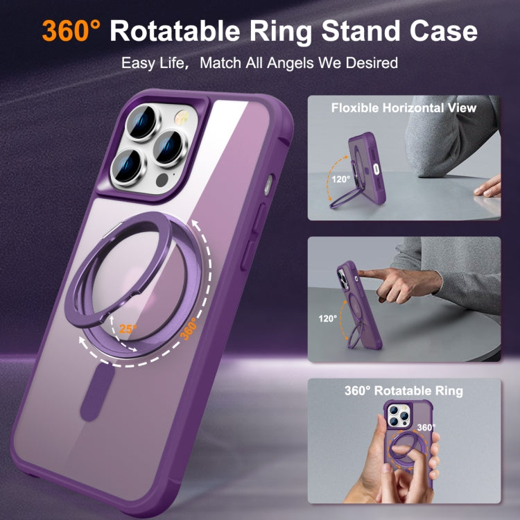 For iPhone 14 Pro MagSafe Magnetic Rotating Holder Phone Case(Purple) - iPhone 14 Pro Cases by PMC Jewellery | Online Shopping South Africa | PMC Jewellery