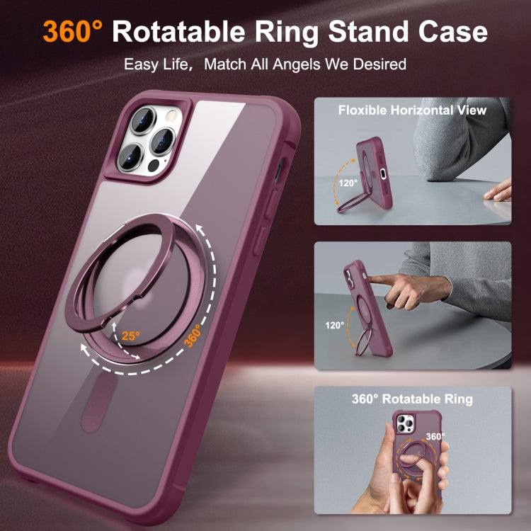 For iPhone 13 Pro Max / 12 Pro Max MagSafe Magnetic Rotating Holder Phone Case(Wine Red) - iPhone 13 Pro Max Cases by PMC Jewellery | Online Shopping South Africa | PMC Jewellery