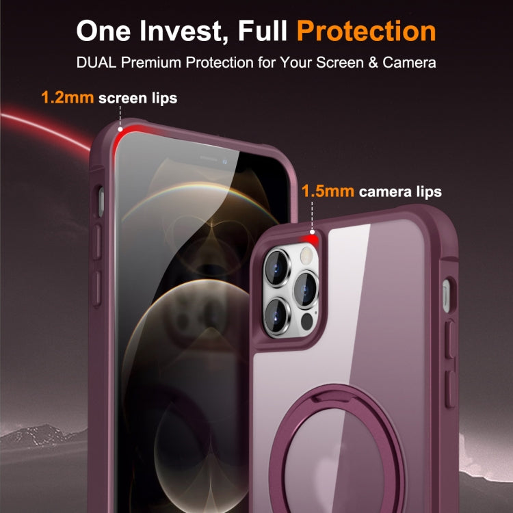 For iPhone 13 Pro Max / 12 Pro Max MagSafe Magnetic Rotating Holder Phone Case(Wine Red) - iPhone 13 Pro Max Cases by PMC Jewellery | Online Shopping South Africa | PMC Jewellery