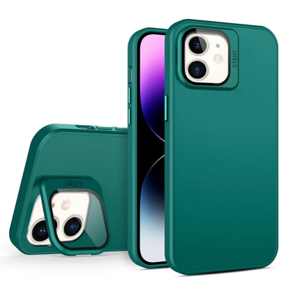 For iPhone 11 Skin Feel Lens Holder PC + TPU Phone Case(Green) - iPhone 11 Cases by PMC Jewellery | Online Shopping South Africa | PMC Jewellery | Buy Now Pay Later Mobicred