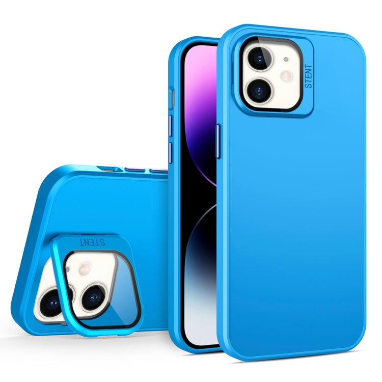 For iPhone 11 Skin Feel Lens Holder PC + TPU Phone Case(Space Blue) - iPhone 11 Cases by PMC Jewellery | Online Shopping South Africa | PMC Jewellery