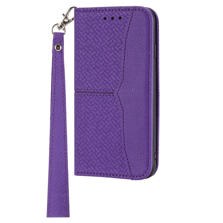 For iPhone SE 2024 Woven Texture Stitching Magnetic Leather Phone Case(Purple) - More iPhone Cases by PMC Jewellery | Online Shopping South Africa | PMC Jewellery | Buy Now Pay Later Mobicred