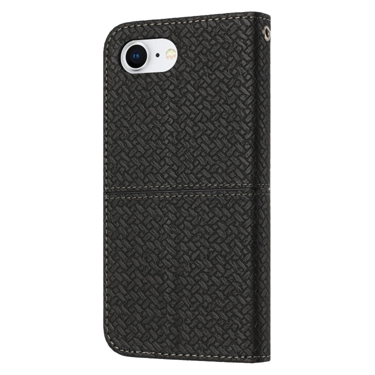 For iPhone SE 2024 Woven Texture Stitching Magnetic Leather Phone Case(Black) - More iPhone Cases by PMC Jewellery | Online Shopping South Africa | PMC Jewellery | Buy Now Pay Later Mobicred