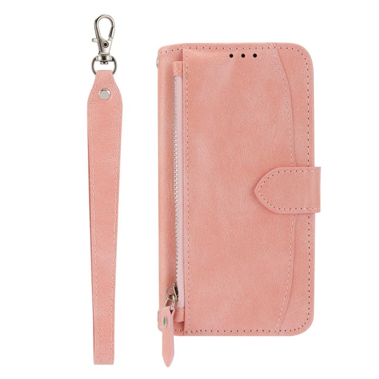 For iPhone SE 2024 Oil Skin Zipper Wallet Leather Phone Case(Pink) - More iPhone Cases by PMC Jewellery | Online Shopping South Africa | PMC Jewellery | Buy Now Pay Later Mobicred