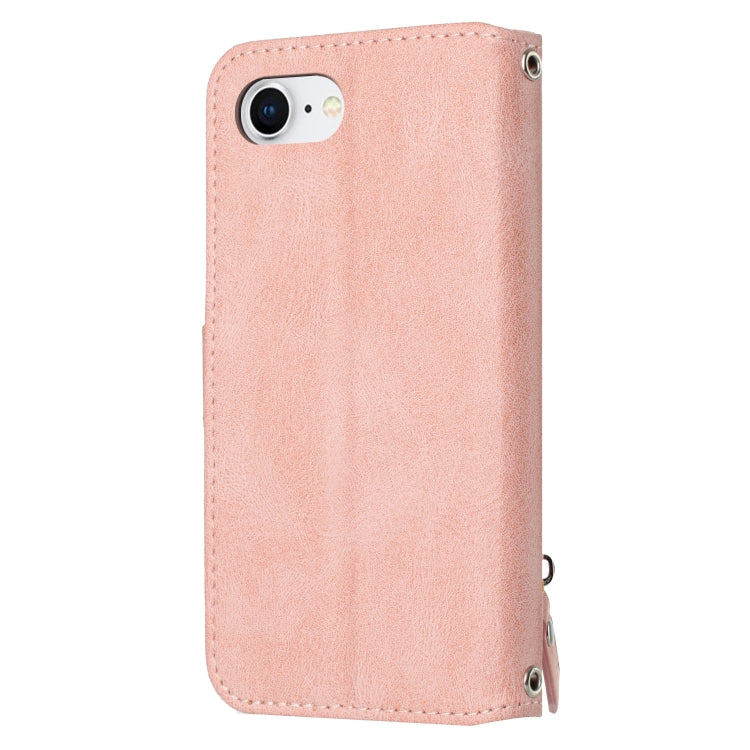 For iPhone SE 2024 Oil Skin Zipper Wallet Leather Phone Case(Pink) - More iPhone Cases by PMC Jewellery | Online Shopping South Africa | PMC Jewellery | Buy Now Pay Later Mobicred