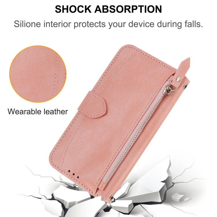 For iPhone SE 2024 Oil Skin Zipper Wallet Leather Phone Case(Pink) - More iPhone Cases by PMC Jewellery | Online Shopping South Africa | PMC Jewellery | Buy Now Pay Later Mobicred