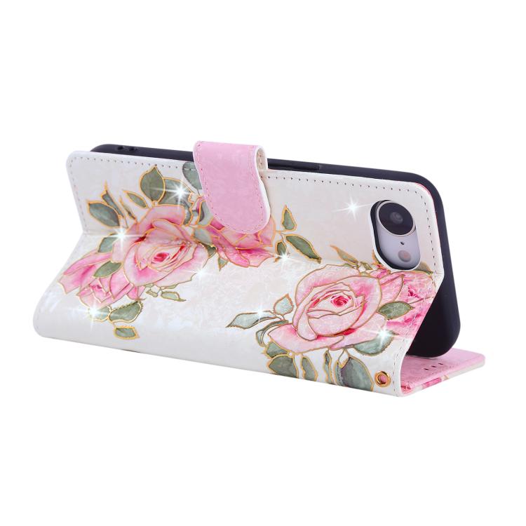 For iPhone 16e Bronzing Painting RFID Leather Case(Rose Flower) - iPhone 16e Cases by PMC TechLife | Online Shopping South Africa | PMC TechLife | Buy Now Pay Later Mobicred