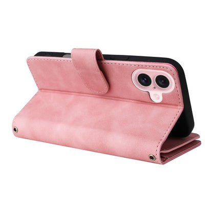 For iPhone 16 Plus Crossbody Multi-card Slot Wallet Zipper Leather Phone Case(Pink) - iPhone 16 Plus Cases by PMC Jewellery | Online Shopping South Africa | PMC Jewellery | Buy Now Pay Later Mobicred