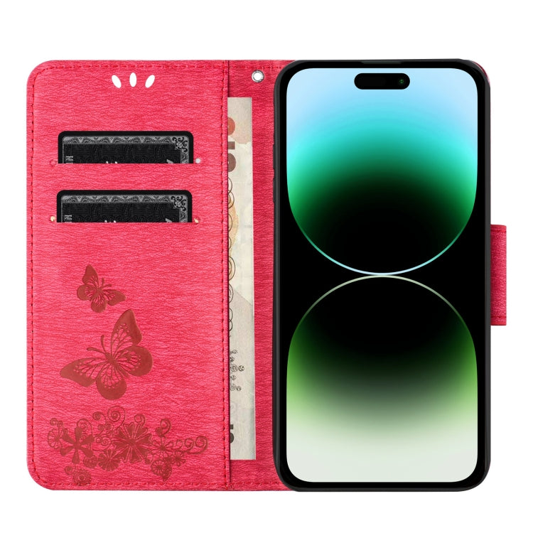 For iPhone 16 Pro Butterfly Embossed Flip Leather Phone Case(Red) - iPhone 16 Pro Cases by PMC Jewellery | Online Shopping South Africa | PMC Jewellery | Buy Now Pay Later Mobicred