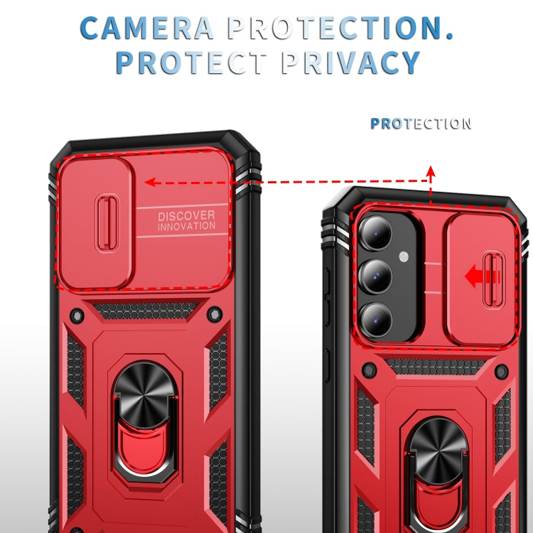 For Samsung Galaxy S23 FE 5G Sliding Camshield TPU + PC Phone Case with Holder(Red+Black) - Galaxy S23 FE 5G Cases by PMC TechLife | Online Shopping South Africa | PMC TechLife