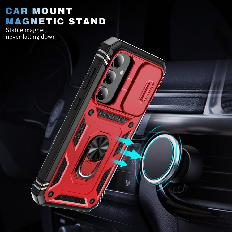 For Samsung Galaxy S23 FE 5G Sliding Camshield TPU + PC Phone Case with Holder(Red+Black) - Galaxy S23 FE 5G Cases by PMC TechLife | Online Shopping South Africa | PMC TechLife