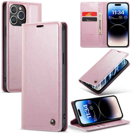 For iPhone 15 Pro CaseMe 003 Crazy Horse Texture Leather Phone Case(Rose Gold) - iPhone 15 Pro Cases by CaseMe | Online Shopping South Africa | PMC Jewellery | Buy Now Pay Later Mobicred