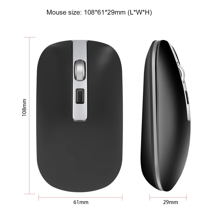 HXSJ M50 2.4GHZ 800,1200,1600dpi Three Gear Adjustment Dual-mode Wireless Mouse USB + Bluetooth 5.1 Rechargeable(Black) - Wireless Mice by HXSJ | Online Shopping South Africa | PMC Jewellery | Buy Now Pay Later Mobicred