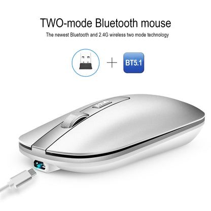 HXSJ M50 2.4GHZ 800,1200,1600dpi Three Gear Adjustment Dual-mode Wireless Mouse USB + Bluetooth 5.1 Rechargeable(Silver) - Wireless Mice by HXSJ | Online Shopping South Africa | PMC Jewellery | Buy Now Pay Later Mobicred