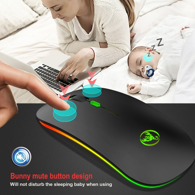 HXSJ T18 2.4GHZ 1600dpi Dual-mode Light-emitting Wireless Mouse USB + Bluetooth 5.1 Rechargeable - Wireless Mice by HXSJ | Online Shopping South Africa | PMC Jewellery | Buy Now Pay Later Mobicred